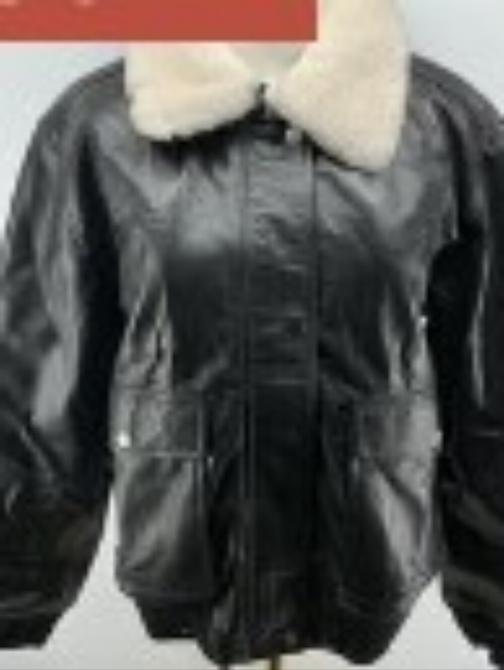 100% Leather Shearling Trim Aviator Jacket